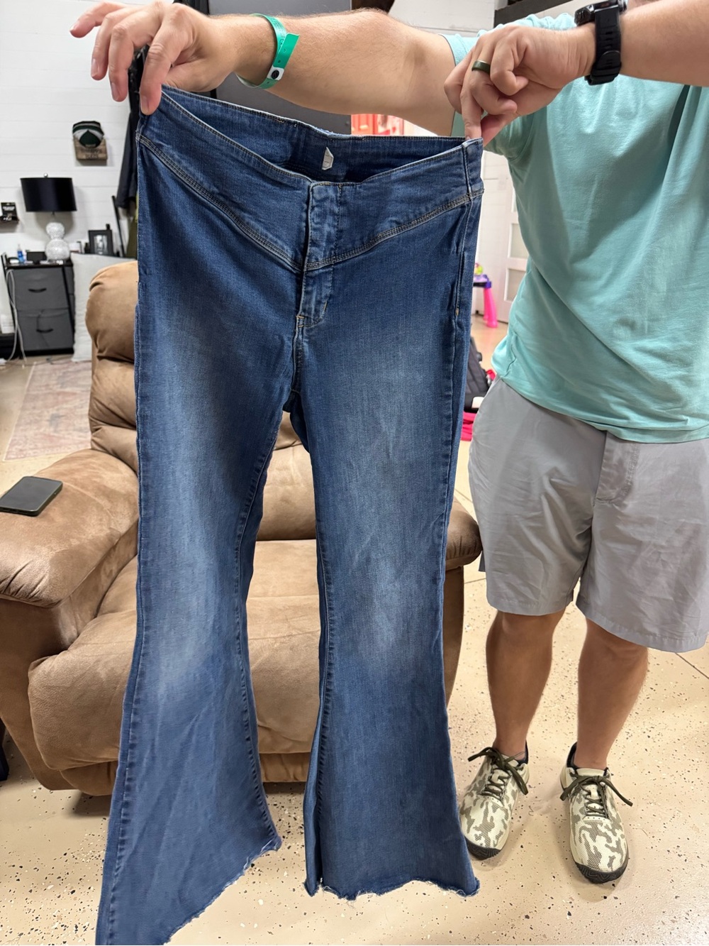 Free People Blue Denim Flared Jeans